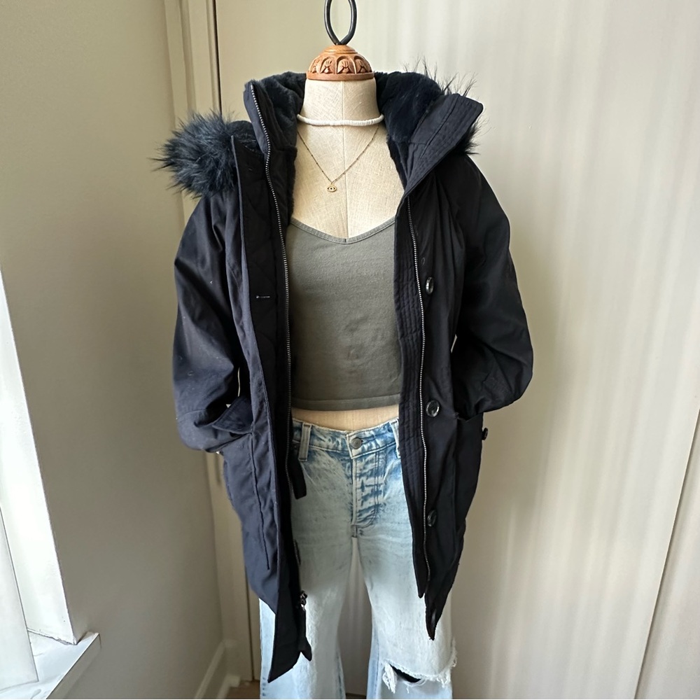 Hollister Faux Fur Lined Parka Black